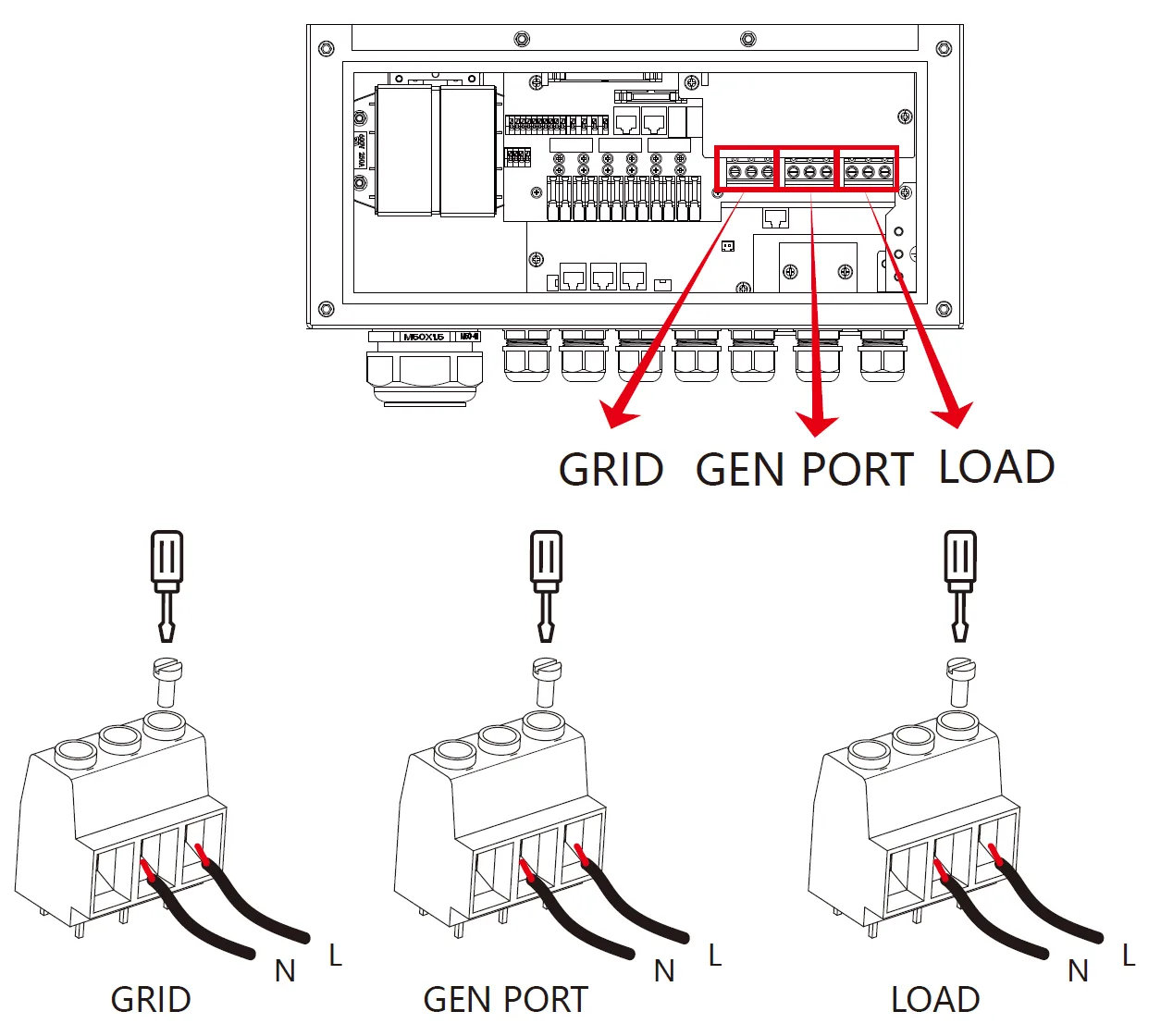 Inversor Híbrido DEYE SUN-10K-SG02LP1-EU-AM3 - Conexión de Red y Carga de Respaldo