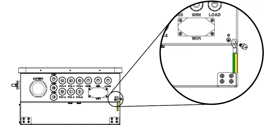 Inversor Híbrido DEYE SUN-10K-SG02LP1-EU-AM3 - Conexión Conexión a Tierra (obligatoria)