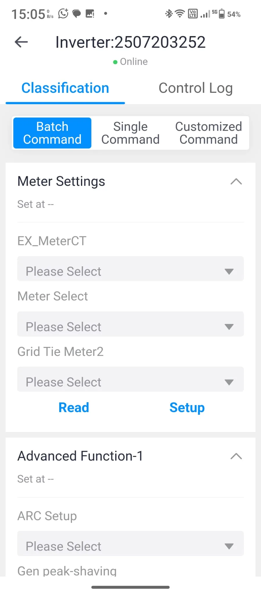 Meter Settings configuración