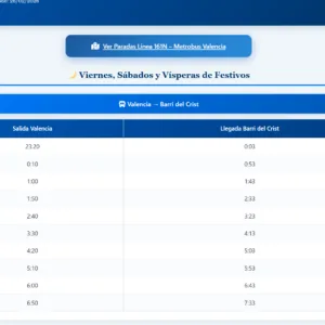 Metrobus Valencia – Línea 161N | Horarios